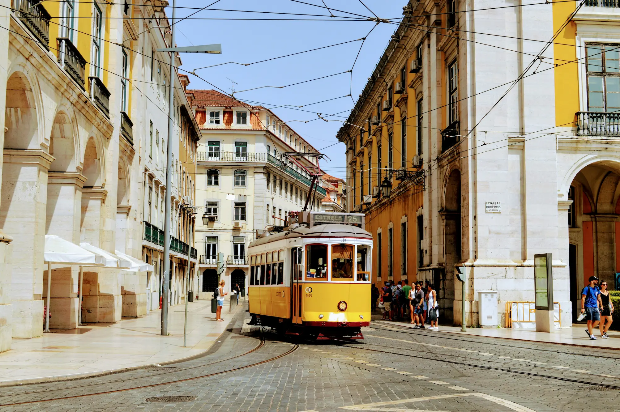 Lisbon tram on Praça do Comércio
